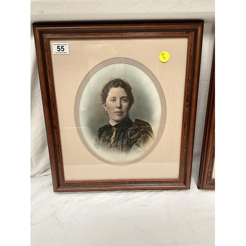 55 - PAIR OF FRAMED PORTRAITS CARRYING PENCIL SIGNATURE EDDISON 16 X 18