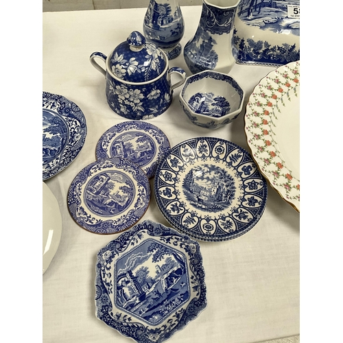 58 - 2 BOXES OF BLUE & WHITE CHINA TO INCLUDE SPODE ETC