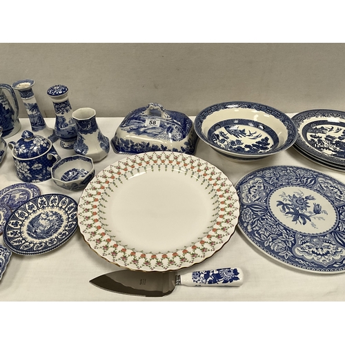 58 - 2 BOXES OF BLUE & WHITE CHINA TO INCLUDE SPODE ETC