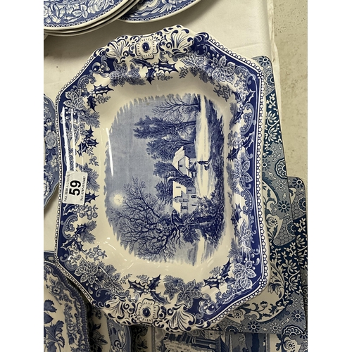 59 - 2 BOXES OF BLUE & WHITE CHINA TO INCLUDE SPODE ETC