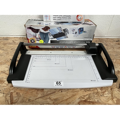 65 - A4 LAMINATOR, AND A GUILLOTINE