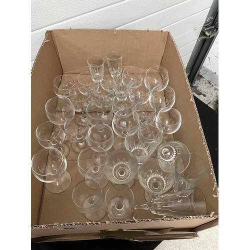 68 - 2 BOXES OF GLASSWARE TO INCLUDE VASES CRUETS ETC