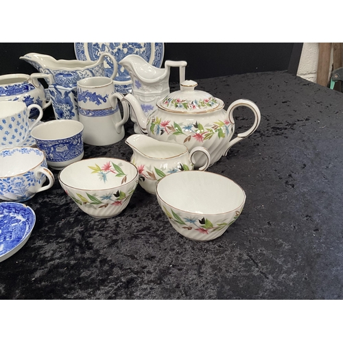 75 - BOX OF VICTORIAN AND LATER BLUE & WHITE CHINA ETC