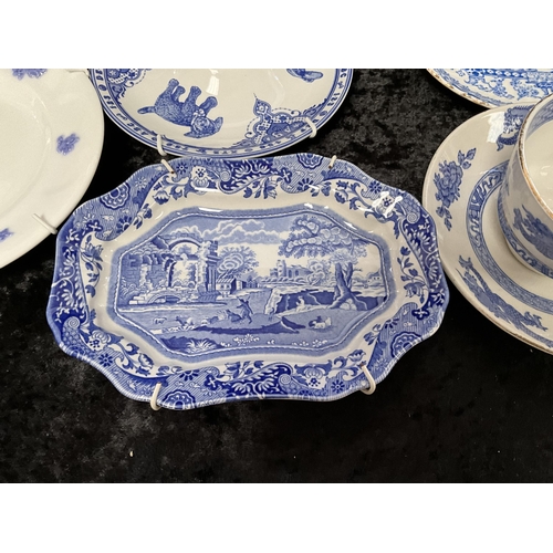 75 - BOX OF VICTORIAN AND LATER BLUE & WHITE CHINA ETC