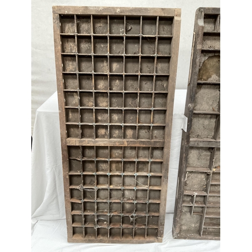 77 - 2 VINTAGE PRINTING TRAYS 32 X 14