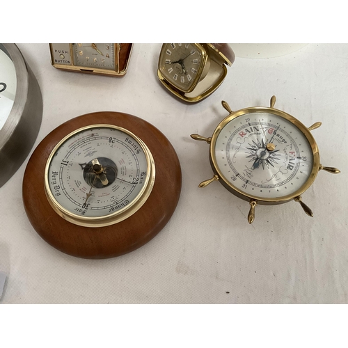 79 - BOX OF CLOCKS AND BAROMETERS