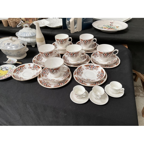 98 - BOX OF CHINA TO INCLUDE TEAPOTS ETC