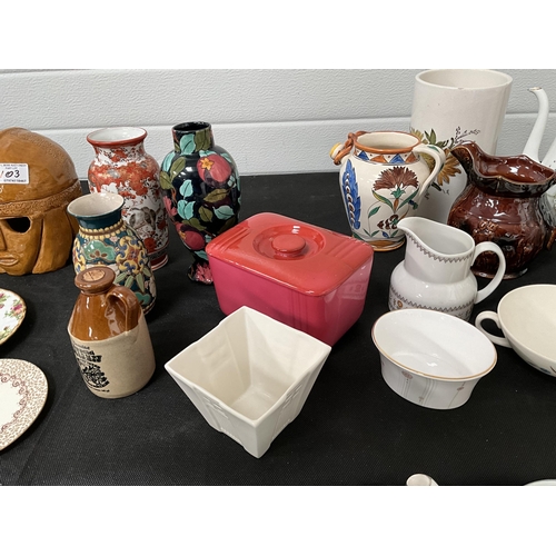 103 - 2 BOXES OF CHINA TO INCLUDE ORIENTAL CHINA , CROWN DEVON ETC