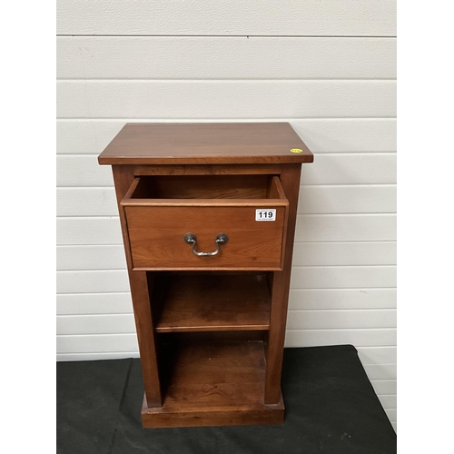 119 - REPRODUCTION MAHOGANY CABINET WITH DRAWER TO TOP AND OPEN SHELVED BASE