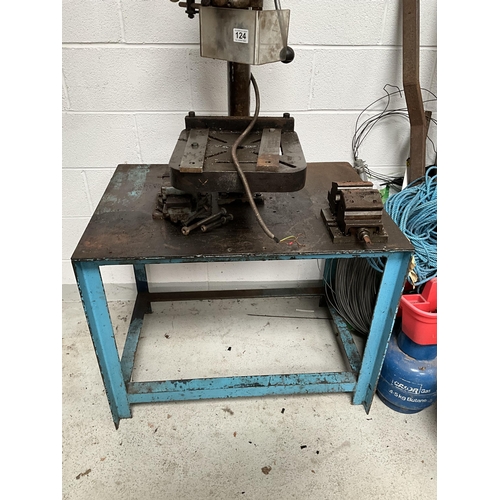 124 - LARGE PROGRESS NO 2G ELECTRIC PRESS DRILL ON STAND AND ACCESSORIES - TOTAL HEIGHT 70