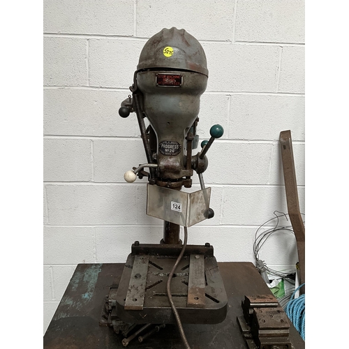 124 - LARGE PROGRESS NO 2G ELECTRIC PRESS DRILL ON STAND AND ACCESSORIES - TOTAL HEIGHT 70