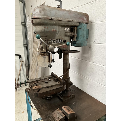 124 - LARGE PROGRESS NO 2G ELECTRIC PRESS DRILL ON STAND AND ACCESSORIES - TOTAL HEIGHT 70