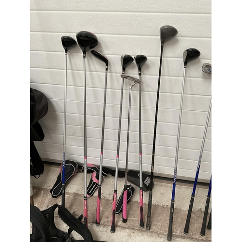 126 - LADIES CARBON FIBRE GOLF CLUBS AND BAG AND A SPARE BAG