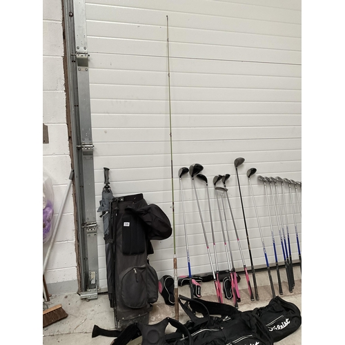 126 - LADIES CARBON FIBRE GOLF CLUBS AND BAG AND A SPARE BAG