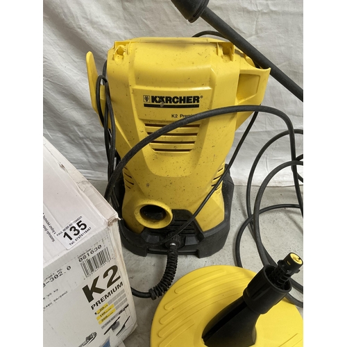 135 - KARCHER PRESSURE WASHER WITH ATTACHMENTS IN BOX