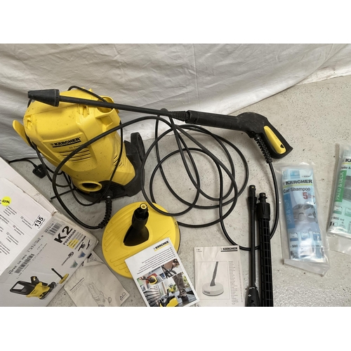 135 - KARCHER PRESSURE WASHER WITH ATTACHMENTS IN BOX