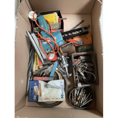 136 - 3 BOXES OF TOOLS AND HARDWARE (SANDER WITHDRAWN)