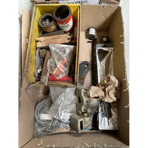 136 - 3 BOXES OF TOOLS AND HARDWARE (SANDER WITHDRAWN)