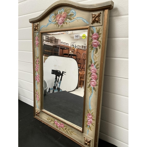 140 - MODERN FRAMED WALL MIRROR WITH FLORAL DESIGN 35 X 25