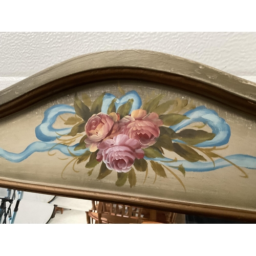 140 - MODERN FRAMED WALL MIRROR WITH FLORAL DESIGN 35 X 25