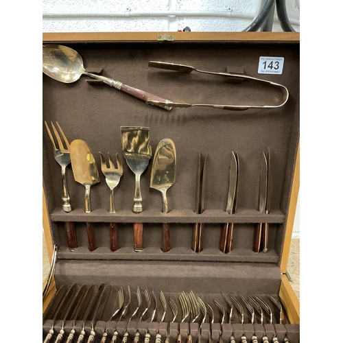 143 - CASED CANTEEN OF CUTLERY APPROX 61 PIECES 16 X 18