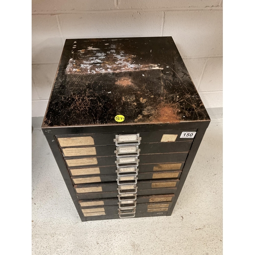 150 - VINTAGE METAL 10 DRAWER INDEX FILING CABINET H 25