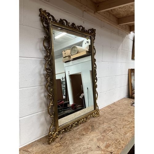 156 - LARGE GILT FRAMED ELABORATE MODERN WALL MIRROR 31 X 42