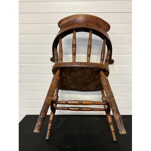 167 - PAIR OF OAK SMOKERS BOW ARMCHAIRS - STAMPED GLENISTER WYCOMBE