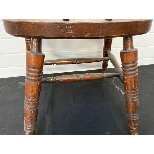 167 - PAIR OF OAK SMOKERS BOW ARMCHAIRS - STAMPED GLENISTER WYCOMBE