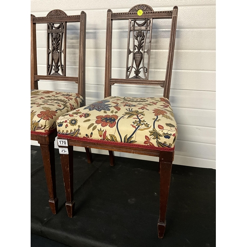 170 - PAIR OF EDWARDIAN MAHOGANY DINING CHAIRS (WORMED)