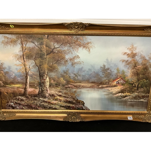 176 - LARGE MODERN GILT FRAMED OILS ON CANVAS 54 X 30