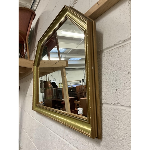 177 - MODERN GILT FRAMED OVER MANTEL MIRROR 26 X 38