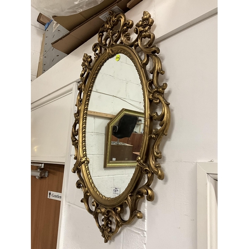 178A - MODERN DECORATIVE GILT FRAMED OVAL WALL MIRROR 35 X 22