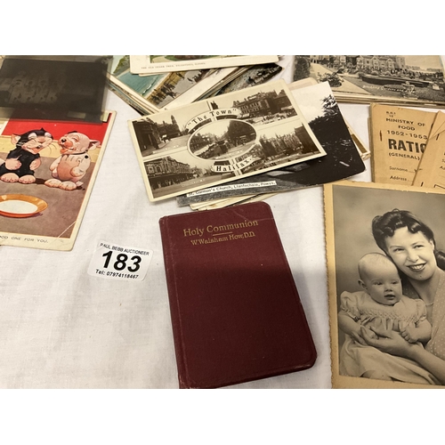 183 - QTY OF EPHEMERA AND POSTCARDS