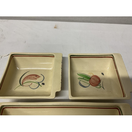 184 - SUSIE COOPER HORS D'OEUVRE DISHES AND 2 PIECES OF COPENHAGEN CHINA