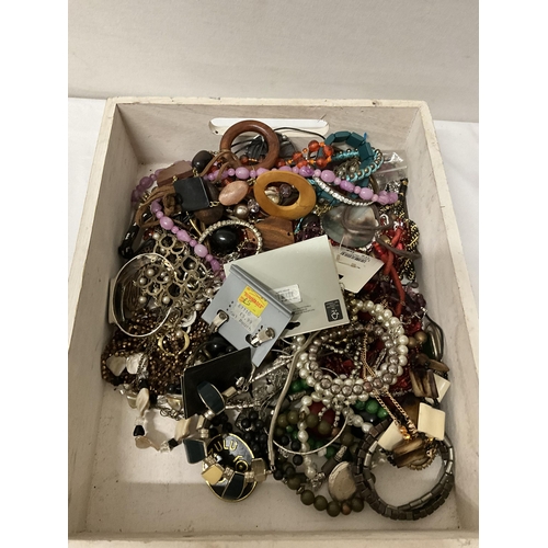 201 - BOX OF COSTUME JEWELLERY MOSTLY NECKLACES