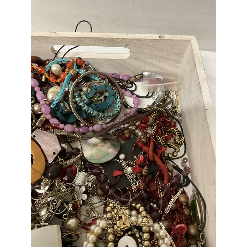 201 - BOX OF COSTUME JEWELLERY MOSTLY NECKLACES