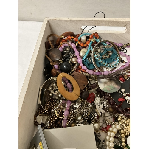 201 - BOX OF COSTUME JEWELLERY MOSTLY NECKLACES