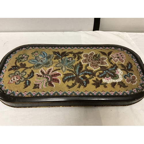 215 - VICTORIAN BEAD WORK TRAY 21 X 10.5