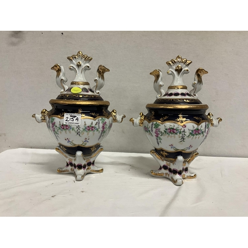 215A - PAIR OF LIMOGES DECORATIVE VASES OR URNS A/F H 7