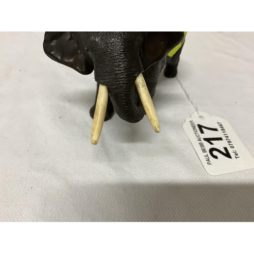 217 - BRONZE SMALL ELEPHANT SIGNATURE TO BASE H 3