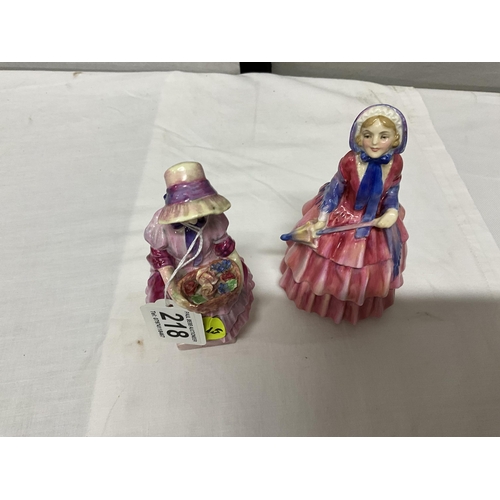 218 - 2 ROYAL DOULTON FIGURES - GRETA HN1485 A/F CHIPS TO PETAL, BIDDY HN1513  H 5.5