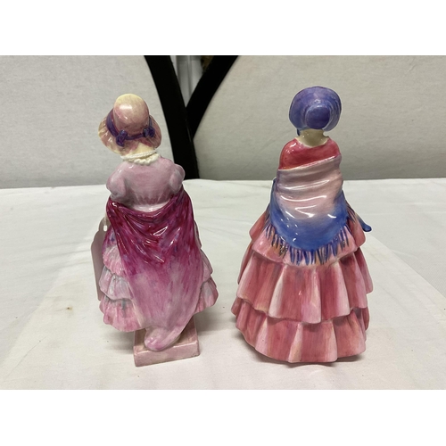 218 - 2 ROYAL DOULTON FIGURES - GRETA HN1485 A/F CHIPS TO PETAL, BIDDY HN1513  H 5.5