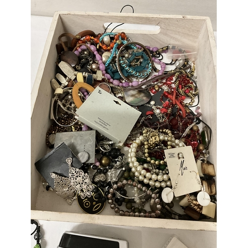 201 - BOX OF COSTUME JEWELLERY MOSTLY NECKLACES