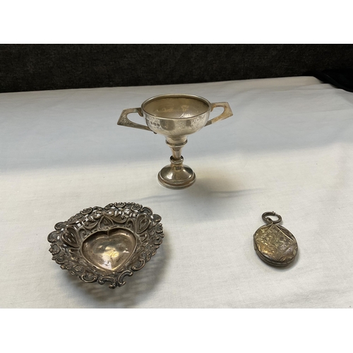 244 - HALLMARKED SILVER TROPHY WITH LID H 8