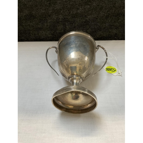 244 - HALLMARKED SILVER TROPHY WITH LID H 8