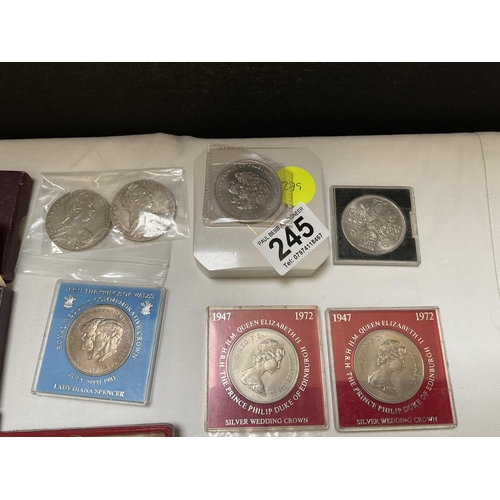 245 - LARGE QTY OF CASED COMMEMORATIVE COINS, 1902 CORONATION MEDAL 2 FESTIVAL OF BRITAIN 1951 COINS ETC