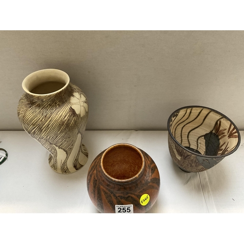 255 - 3 PIECES OF ART STUDIO POTTERY
H 13