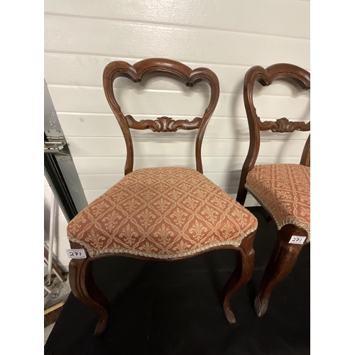 271 - 4 VICTORIAN ROSEWOOD UPHOLSTERED DINING CHAIRS A/F