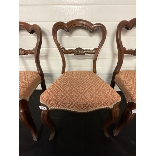 271 - 4 VICTORIAN ROSEWOOD UPHOLSTERED DINING CHAIRS A/F